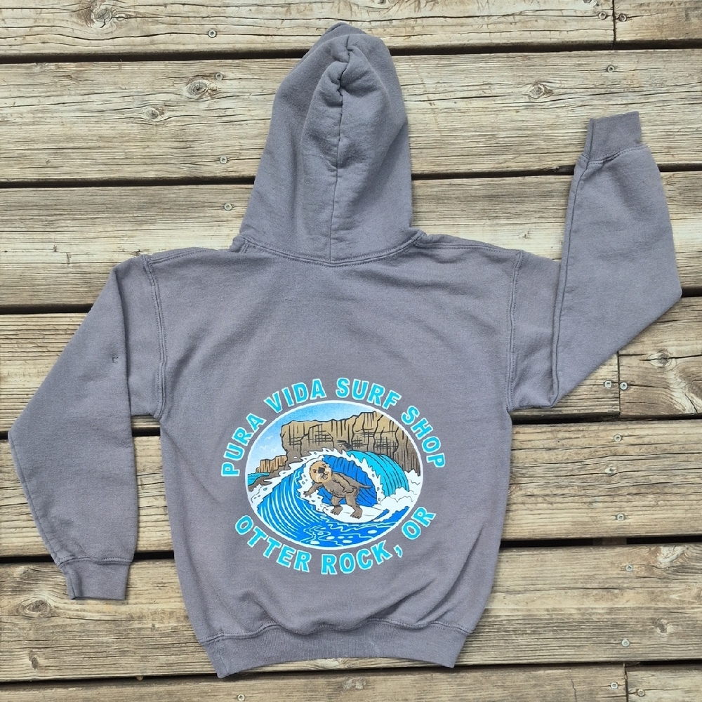 Pura Vida Gray and Blue Surf Shop Hoodie